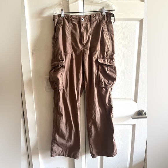 Bershka Tan Cargo Utility Baggy Straight Pants Size 8 - Picture 5 of 14